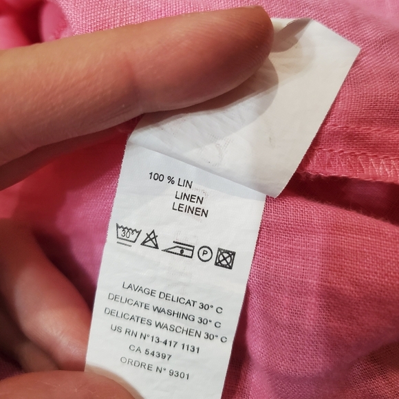 Saint-James Long Sleeves Button Down Blouse Top. Pink. 100% Linen. Size 6US. - Picture 9 of 10